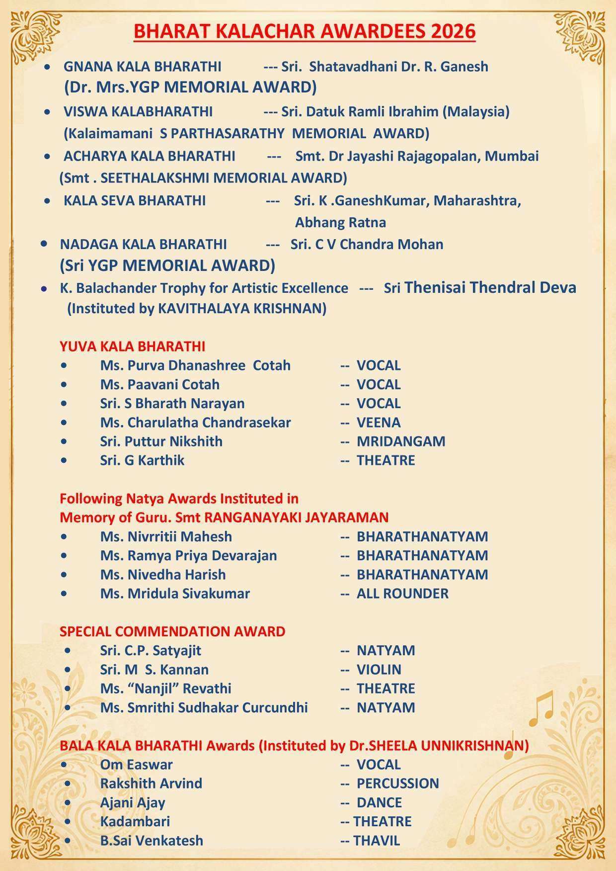 38th Marghazhi Mahotsav invitation - page 2